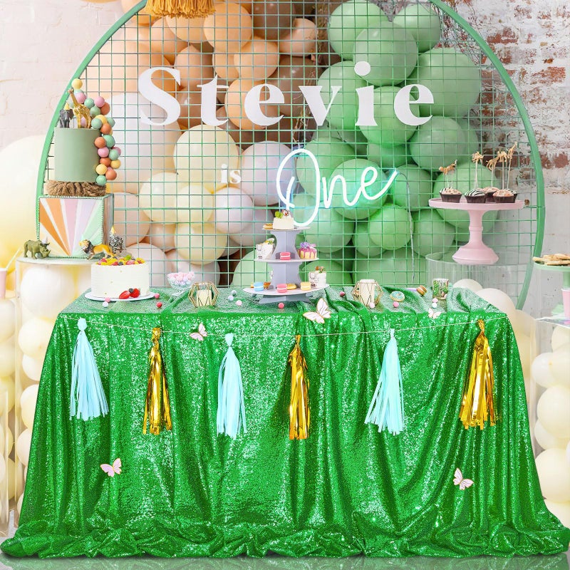 كوين دريم Queendream Sparkly equin tablecloth - Green Table Cloth 50x80 Inges Rectangle Table Table Awork - Image 2