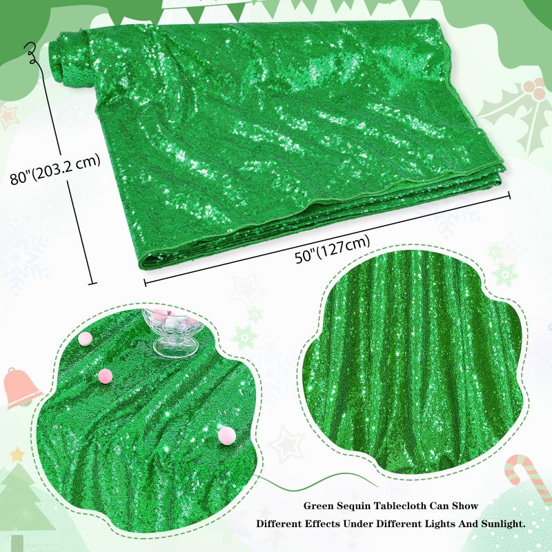 كوين دريم Queendream Sparkly equin tablecloth - Green Table Cloth 50x80 Inges Rectangle Table Table Awork - Image 5