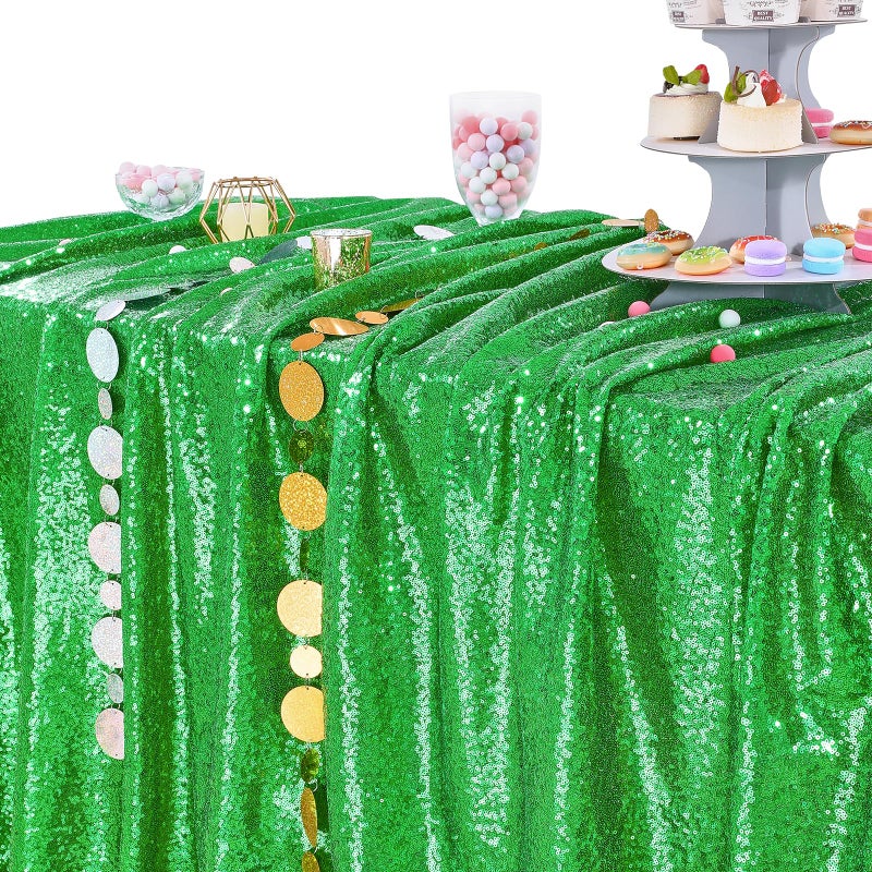 كوين دريم Queendream Sparkly equin tablecloth - Green Table Cloth 50x80 Inges Rectangle Table Table Awork - Image 3
