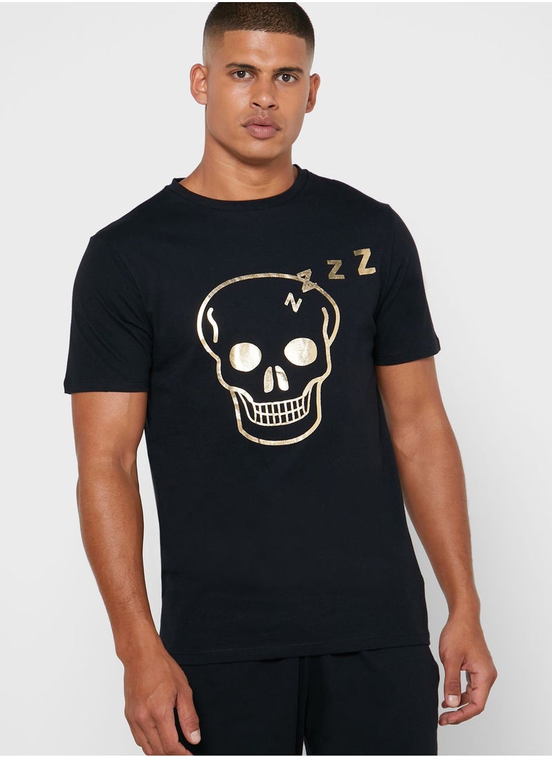 Seventy Five - Metallic Skull Shorts Pyjama Set - Image 1