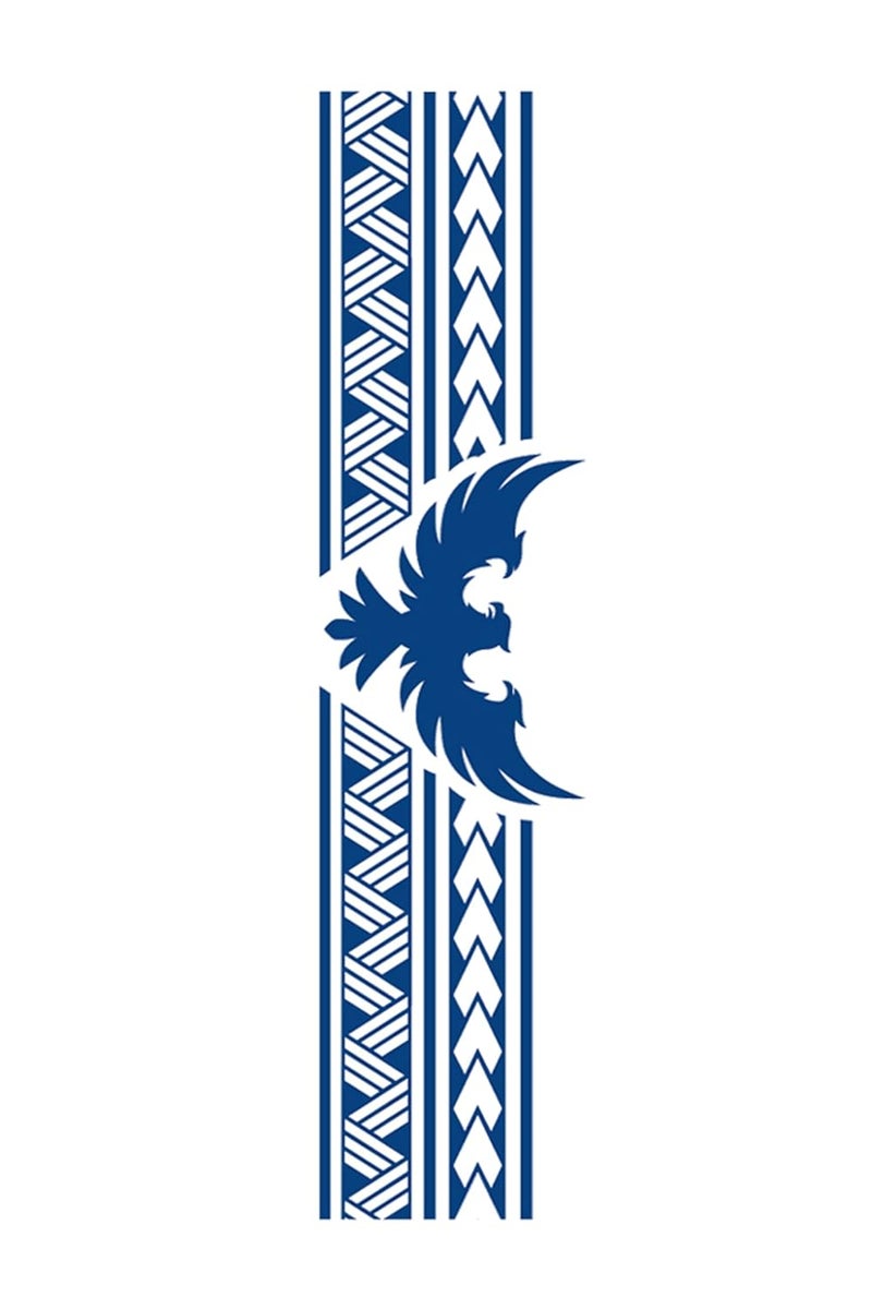 Semipermanent Temporary Tattoo Stickers 2025 days Lifespan For Men Women Boys Girls Waterproof 3D Realistic Arm Band Hand Compass Tatto Sticker Blue Coloured Temp Watertransfer Eagle Design Temporary Tattoo Tribal Armband Style Blue Size24X63cm GZBH031 - Image 5