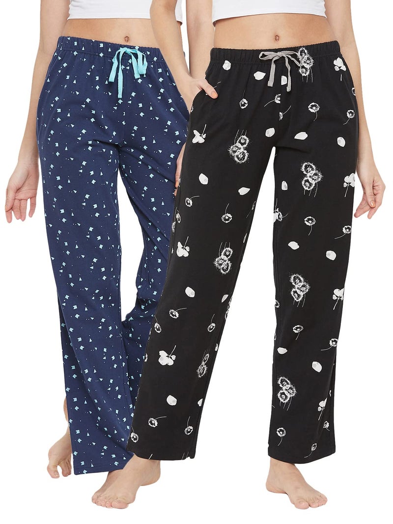 Clovia Women'S Pack Of 2 Cotton Assorted Color & Prints Pyjama (COMBOLB23_Assorted_S) - Image 1