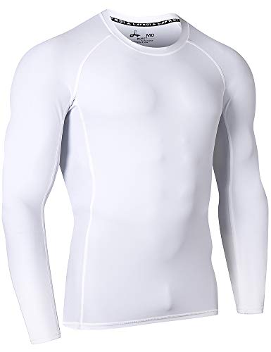 LAFROI Men's Long Sleeve UPF 50+ Baselayer Skins Performance Fit Compression Rash Guard-CLYYB Asym White Size MD - Image 3