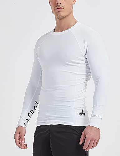 LAFROI Men's Long Sleeve UPF 50+ Baselayer Skins Performance Fit Compression Rash Guard-CLYYB Asym White Size MD - Image 5