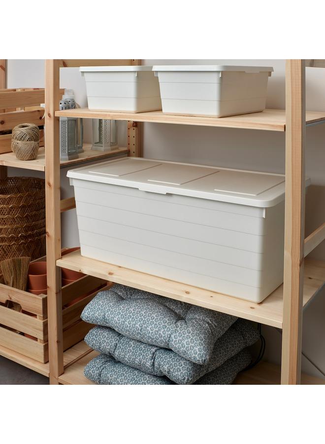 إيروريكس صندوق تخزين مع غطاء، أبيض، 38X76X30 سم - Image 5