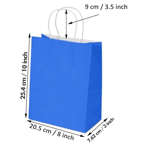 Aakriti Paper Gift Bags with Handles, Pack of 50 – 5 Vibrant Colors (10 Each) – Recyclable Kraft Bags for Birthdays, Weddings, Parties, Shopping, and Retail – 10 x 8 x 3 Inch - Image 3