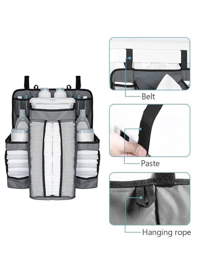 MiniMe Diaper Bag Organizer | 0-36 Months | Grey & Black | Polyester & Mesh | Insulated Bottle Pockets & Diaper Compartment | Headrest Hooks & Adjustable Strap | Water-Resistant & Lightweight - Image 4
