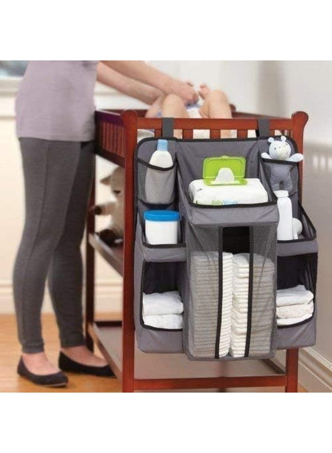 MiniMe Diaper Bag Organizer | 0-36 Months | Grey & Black | Polyester & Mesh | Insulated Bottle Pockets & Diaper Compartment | Headrest Hooks & Adjustable Strap | Water-Resistant & Lightweight - Image 5