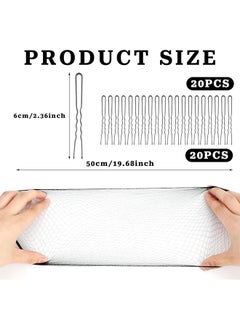 MIKO Hair Nets for Buns, 20Pcs Hair Bun Nets Black with 20Pcs U Shaped Hair Pins for Buns, Hair Bun Net Set Elastic Edge Mesh Invisible Ballet Hair Net for Girls Women  - Image 2