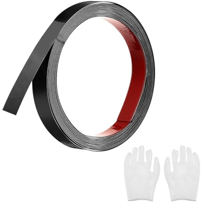 STAINLESS STEEL MOLDING TRIM SELF ADHESIVE, MIRRORED BLACK PEEL AND STICK WALL MOLDING TRIM WITH GLOVE, DECORATIVE TRIM FOR WALL MIRROR, 0.78"X 16.4FT - Image 2