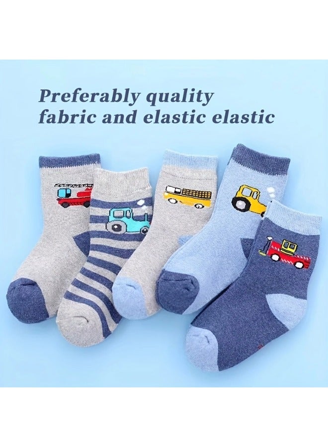 شيبشيب 5 أزواج من جوارب الطاقم الكاجوال للأولاد بتصميم السيارات للأطفال - Image 2