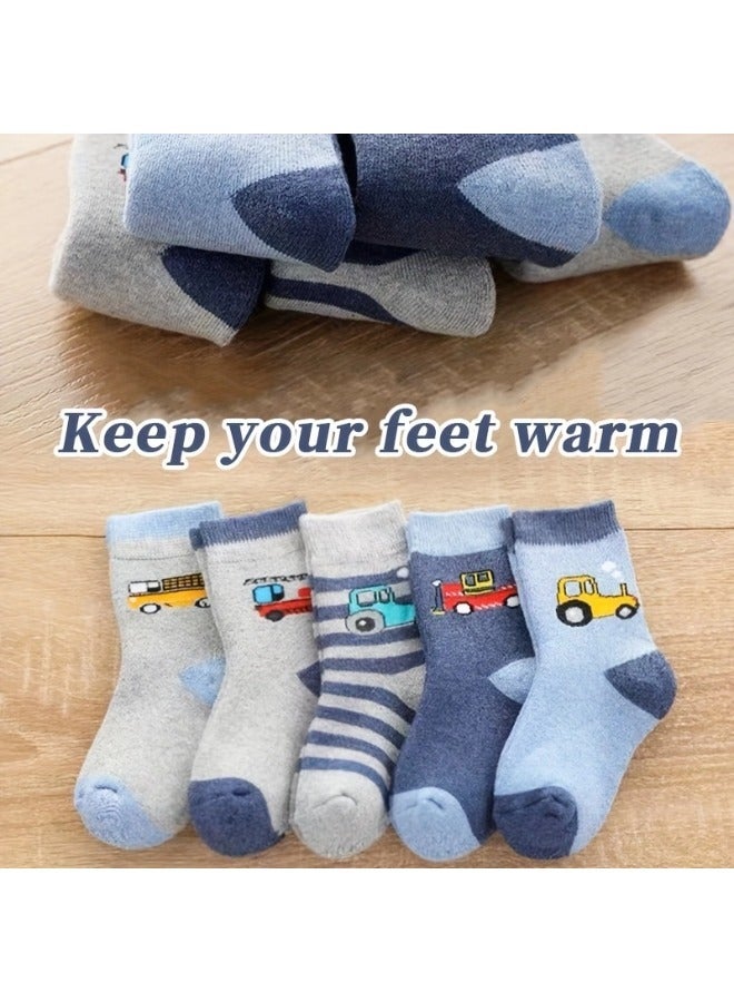 شيبشيب 5 أزواج من جوارب الطاقم الكاجوال للأولاد بتصميم السيارات للأطفال - Image 3