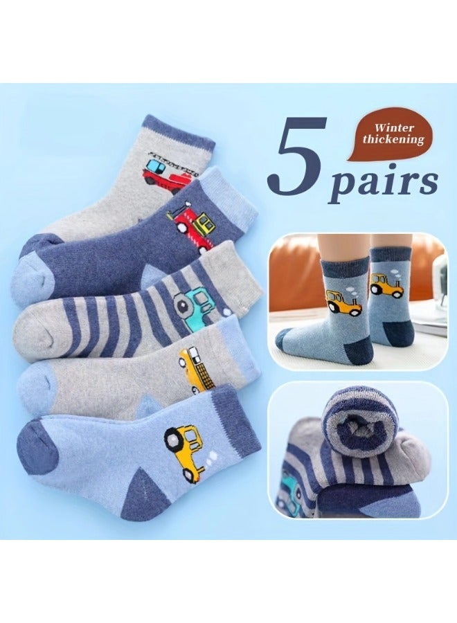 شيبشيب 5 أزواج من جوارب الطاقم الكاجوال للأولاد بتصميم السيارات للأطفال - Image 5
