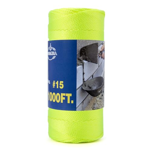 HONGDA Twisted Nylon String 15 x Mason Line String Nylon Twine for Masonry Job Trot Line Decoy Line Net Making and Mending Workshop Crafts Gardening Fl Yellow