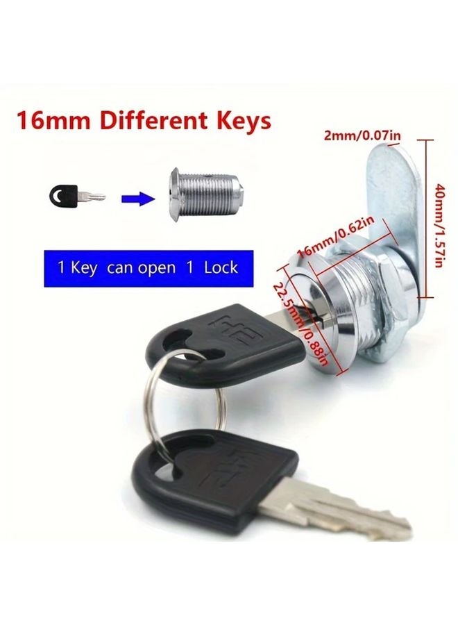 16mm Keyed Cylinder Cam Locks With Keys For Tool Box File Cabinet Drawer - Image 1