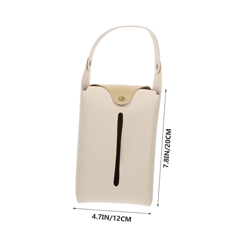 2pcs PU Leather Hanging Tissue Holder Color Block Napkin Storage Box for Car Home Desktop - Image 4