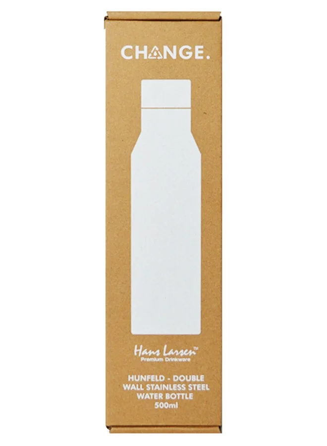 Hans Larsen Hans Larsen Hunfeld Double Walled Vacuum Insulated Water Bottle White 8 Hours Hot and 24 Hours Cold Stainless Steel Reusable 500ML