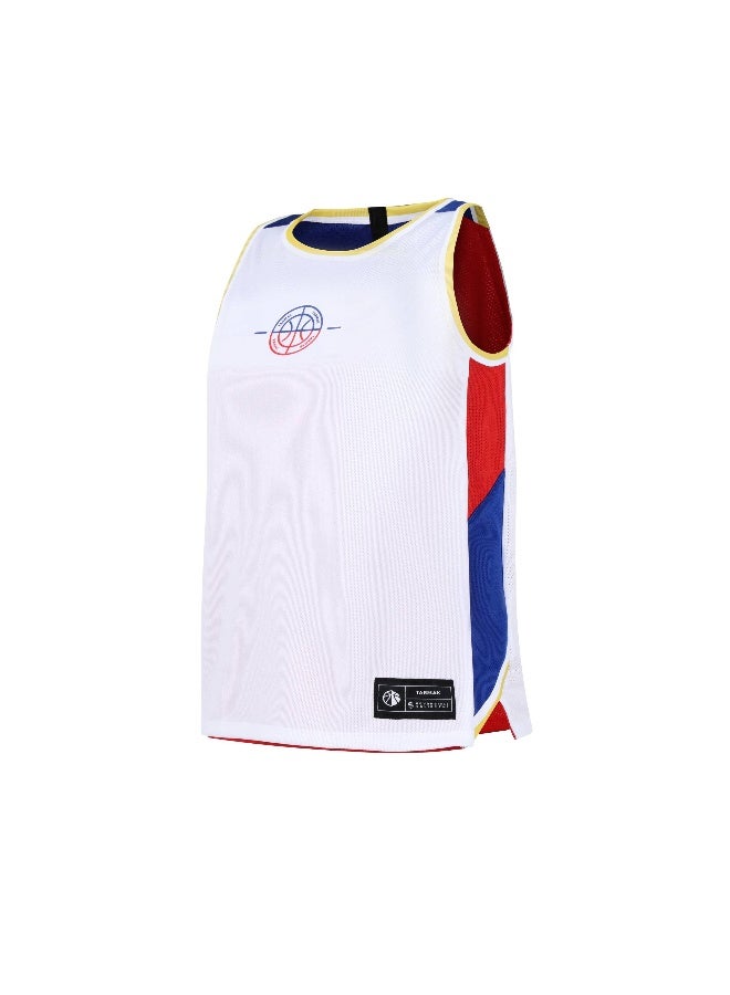 KIPSTA KIPSTA BY DECATHLON,2-Way Junior Sleeveless Basketball Shirt T500R - White/Red