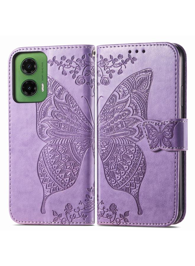 S-TOP Case For Motorola Moto G35 Butterfly Love Flower Embossed Leather Phone Case - Image 2