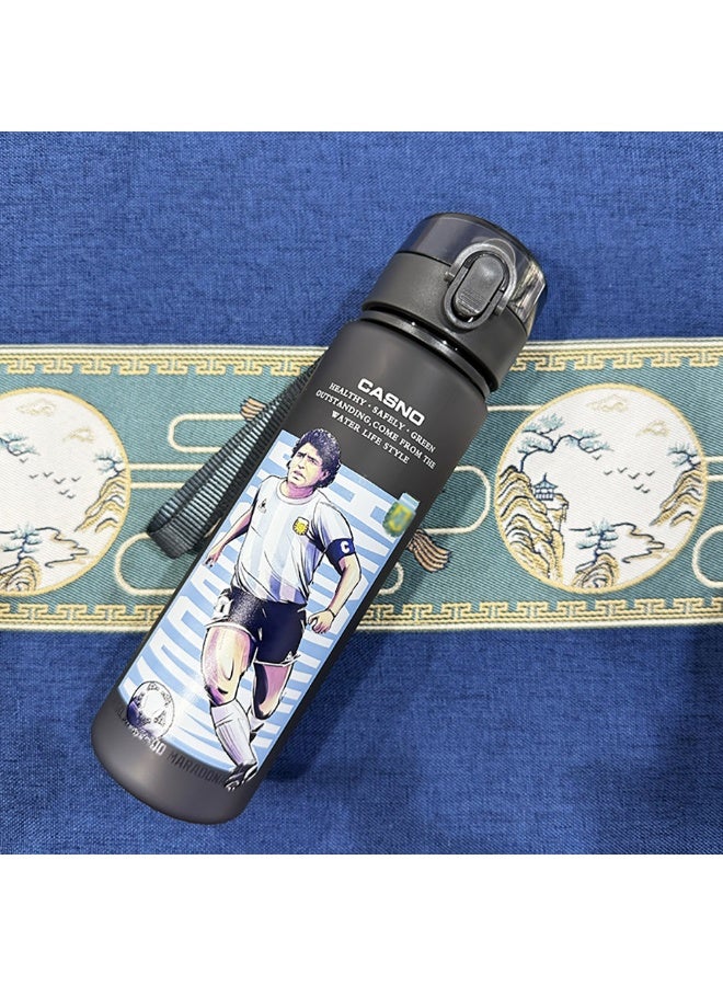 Football Superstar Posters Set, Ronaldo Messi Neymar And Mbape Sports Water Bottle Protein Shaker Outdoor Travel Portable Leakproof Drinkware Plastic Drink Bottle BPA Free 560mL