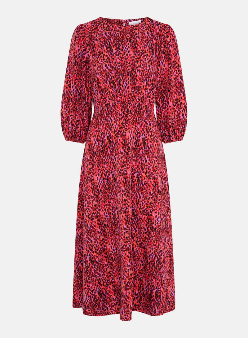 Needs No Label  Red Animal 3/4 Sleeve Midi Dress for Women | Best Price UAE