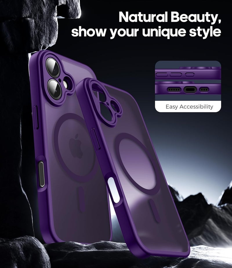 Elzzi Magnetic for iPhone 17 Case Compatible with MagSafe Lens Camera Protection Slim Translucent Matte Shockproof with Anti-Fingerprint Phone Case,Deep Purple - Image 5