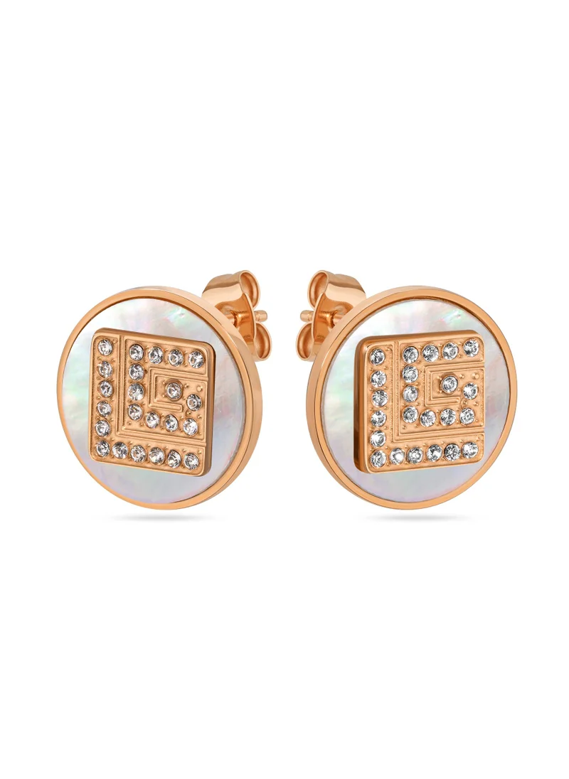 Guy Laroche Gisele Rose-Gold Plated Earrings With Mop