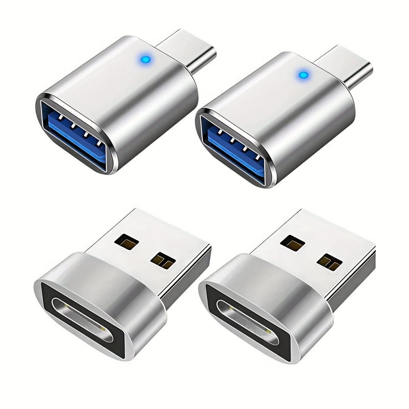Black 4 in 1 USB to USB C Adapter OTG Charging Hub Splitter 1 to 4 Outputs - Image 1