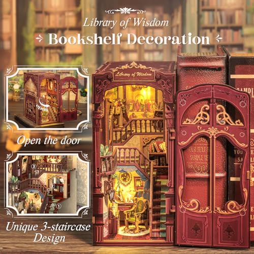 CUTEBEE Book Nook Kit DIY Miniature House Dollhouse Kit for Adults Booknook Tiny House Bookshelf Decor 3D Wooden Puzzle Gifts for Family and Friends Library of Wisdom - Image 5