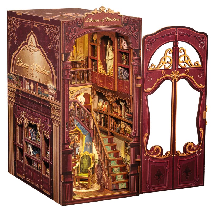 CUTEBEE Book Nook Kit DIY Miniature House Dollhouse Kit for Adults Booknook Tiny House Bookshelf Decor 3D Wooden Puzzle Gifts for Family and Friends Library of Wisdom - Image 3