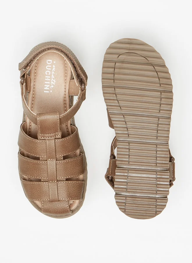 Mister Duchini Boys Textured Strap Sandals with Hook and Loop Closure