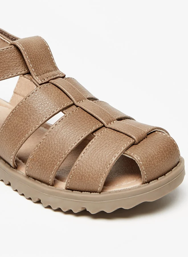 Mister Duchini Boys Textured Strap Sandals with Hook and Loop Closure