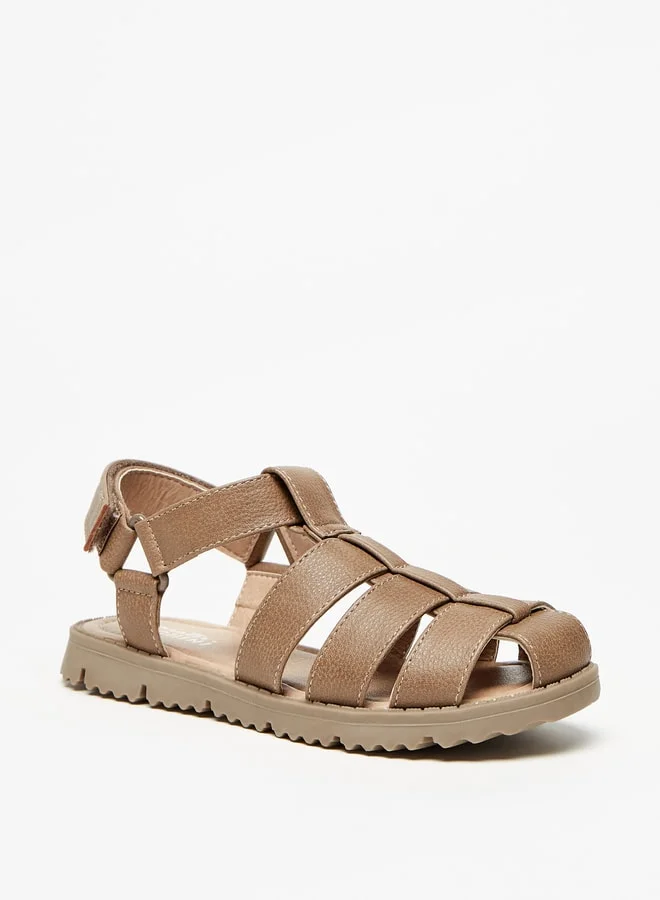 Mister Duchini Boys Textured Strap Sandals with Hook and Loop Closure