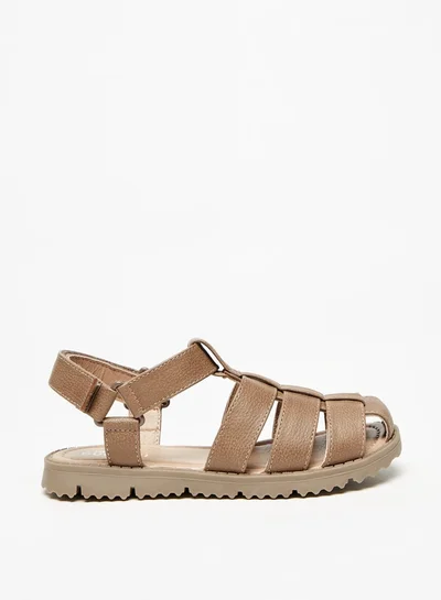 سيد دوتشيني Boys Textured Strap Sandals with Hook and Loop Closure