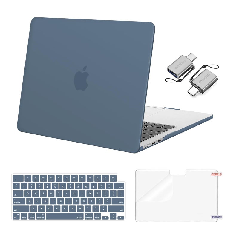 MOSISO Compatible with MacBook Air 13 inch Case M5 2026 M4 2025 M3 M2 20242022 A3449 A3240 A3113 A2681 Hard ShellKeyboard CoverScreen FilmType C for MacBook Air 136 inch Case Steel Blue - Image 2