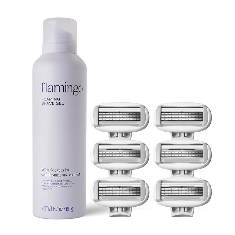 Flamingo Razors for Women 6 count 5Blade Refills  Foaming Shave Gel