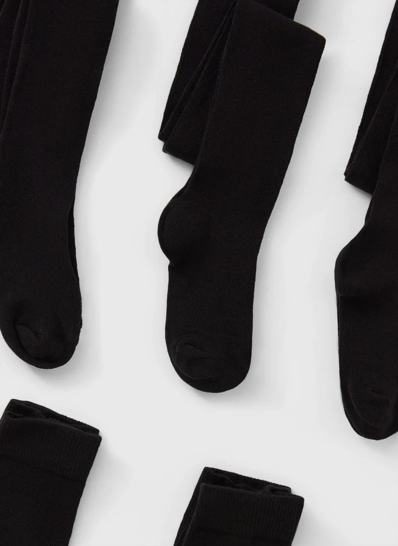 Matalan 5 Pack Girls Black Soft Tights