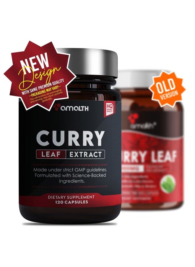 Amalth Curry Leaf Extract Strength 120 Veg Capsules (Murraya koenigii) Supports Healthy Hair 10:1 Extract (Packaging May Vary) - Image 2