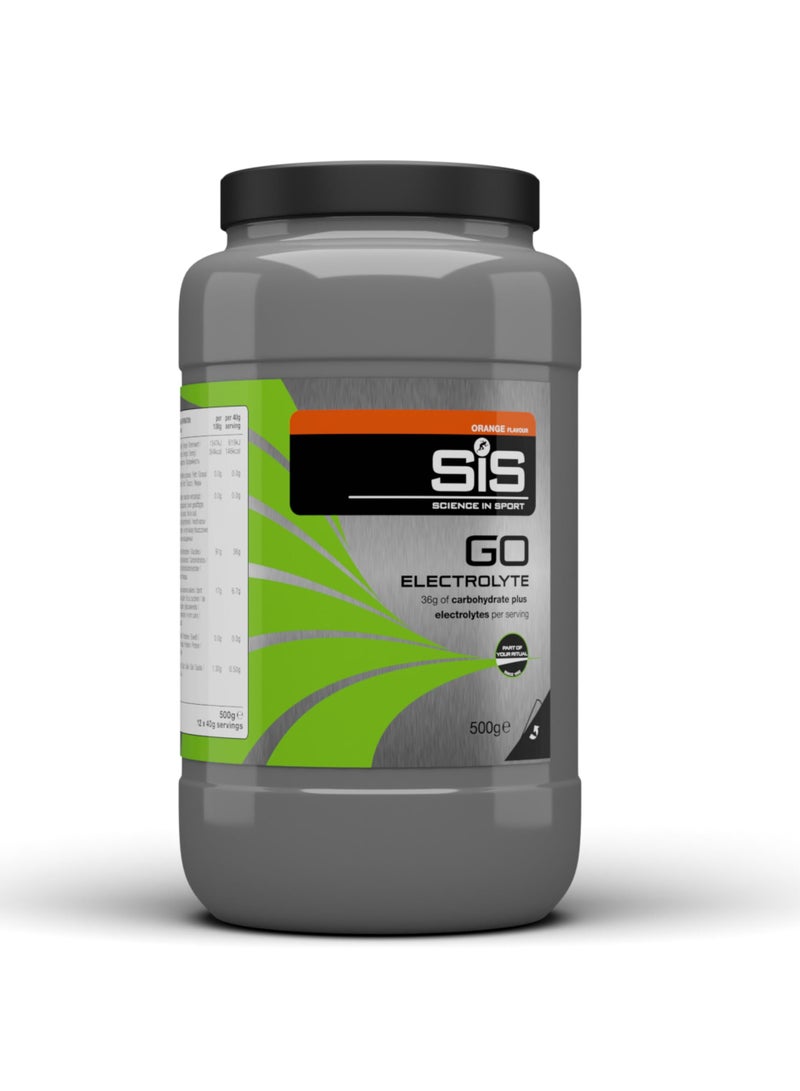 SIS GO Electrolyte Powder | 200mg Sodium | 36g Carbohydrates | Hydration | Energy | Easily Digestible | Orange Flavour | 12 Servings | 500g - Image 2