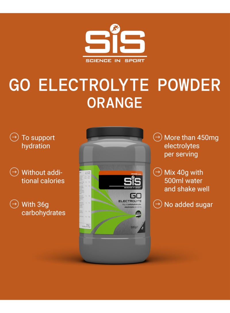 SIS GO Electrolyte Powder | 200mg Sodium | 36g Carbohydrates | Hydration | Energy | Easily Digestible | Orange Flavour | 12 Servings | 500g - Image 3