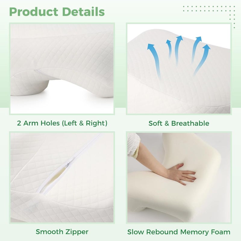 BOSREROY Memory Foam Arm Pillow with Holes for Side Sleepers, Neck and Shoulder Support, Multi-Position - Image 4