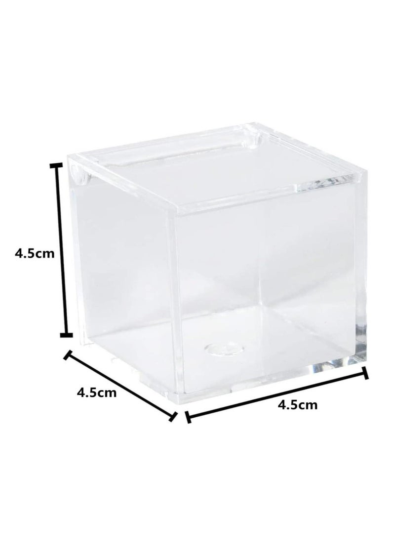 فوفو 12 قطعة صندوق تخزين بلاستيكي شفاف مقاس 4.5 × 4.5 سم مع صناديق بلاستيكية بغطاء مفصلي لحفلات الزفاف، هدايا الحفلات، الهدايا الصغيرة، مجموعة الخياطة، منظم مستحضرات التجميل - Image 2