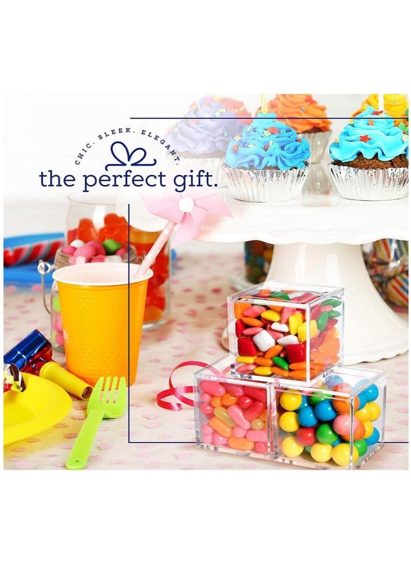 فوفو 12 قطعة صندوق تخزين بلاستيكي شفاف مقاس 4.5 × 4.5 سم مع صناديق بلاستيكية بغطاء مفصلي لحفلات الزفاف، هدايا الحفلات، الهدايا الصغيرة، مجموعة الخياطة، منظم مستحضرات التجميل - Image 5