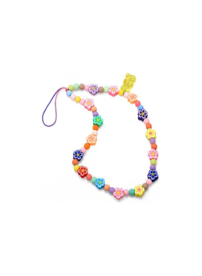 Green Tiger 2 PCS Beaded Phone Charms, Beaded Phone Lanyard Wrist Strap， Flowers Bracelets Polymer Clay Beads Keychain Charm for Women Girls (C D) - Image 5