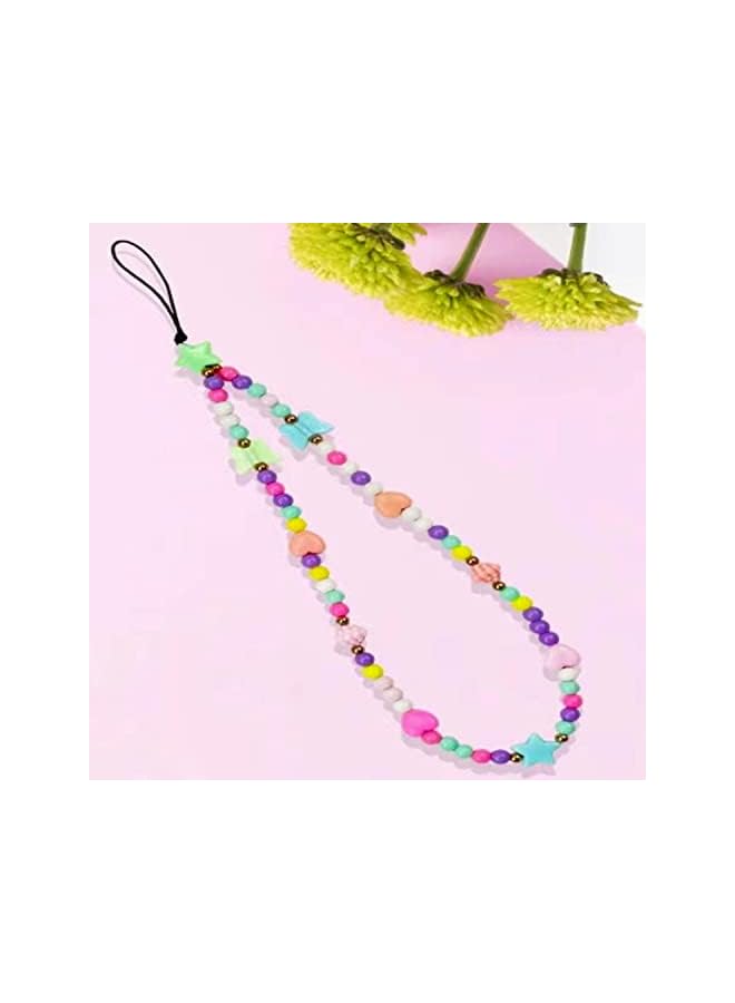 Green Tiger 2 PCS Beaded Phone Charms, Beaded Phone Lanyard Wrist Strap， Flowers Bracelets Polymer Clay Beads Keychain Charm for Women Girls (C D) - Image 4