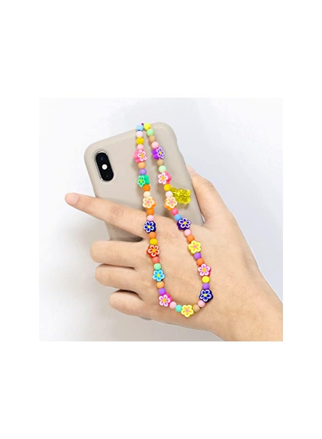 Green Tiger 2 PCS Beaded Phone Charms, Beaded Phone Lanyard Wrist Strap， Flowers Bracelets Polymer Clay Beads Keychain Charm for Women Girls (C D) - Image 2