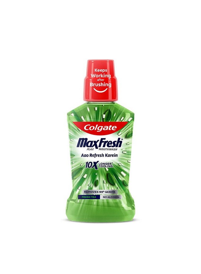 كولجيت غسول الفم ماكس فريش بلاكس المضاد للبكتيريا 24/7 نفس منعش مع مستخلصات الشاي الطبيعي سائل غسول الفم الخالي من الكحول لرائحة الفم الكريهة 250 مل شاي طازج (العناية الكاملة بالفم) - Image 1