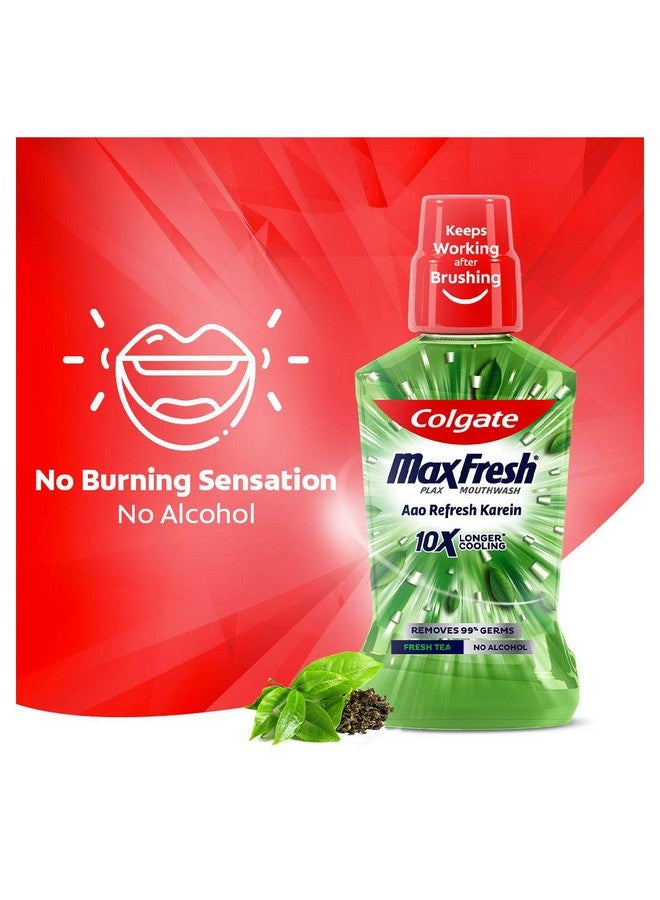 كولجيت غسول الفم ماكس فريش بلاكس المضاد للبكتيريا 24/7 نفس منعش مع مستخلصات الشاي الطبيعي سائل غسول الفم الخالي من الكحول لرائحة الفم الكريهة 250 مل شاي طازج (العناية الكاملة بالفم) - Image 4