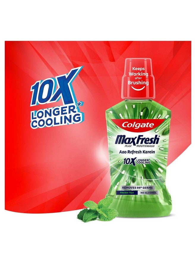 كولجيت غسول الفم ماكس فريش بلاكس المضاد للبكتيريا 24/7 نفس منعش مع مستخلصات الشاي الطبيعي سائل غسول الفم الخالي من الكحول لرائحة الفم الكريهة 250 مل شاي طازج (العناية الكاملة بالفم) - Image 2