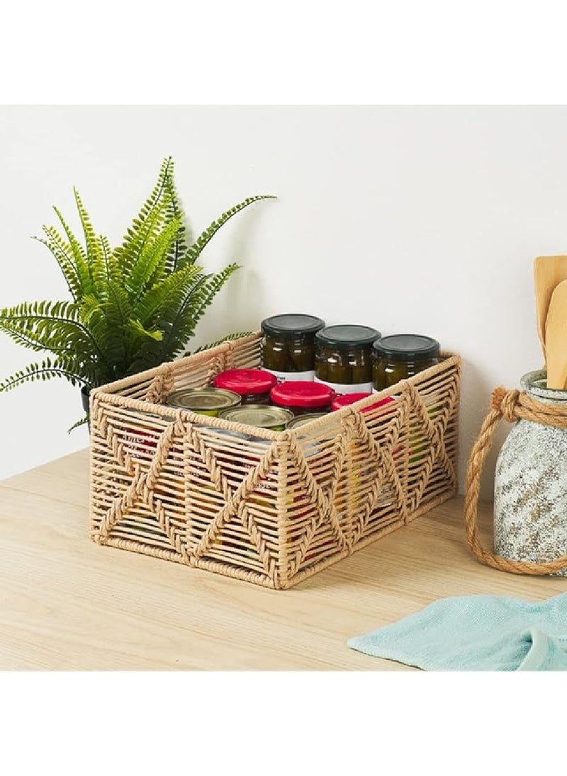 Homesmiths Large Rectangle Paper Rope Basket Natural   34 x 23 x H15 cm  - Image 4